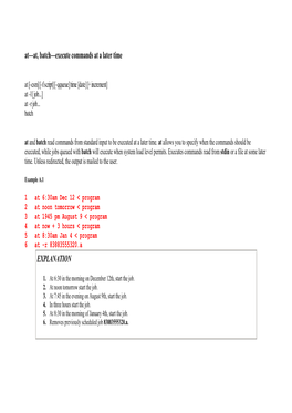 At—At, Batch—Execute Commands at a Later Time