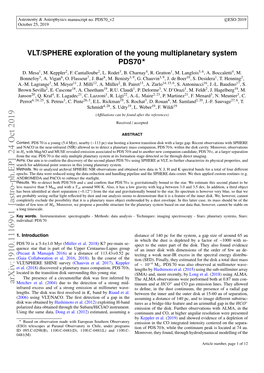 Arxiv:1910.11169V1 [Astro-Ph.EP] 24 Oct 2019 Metchev Et Al.(2004) Due to the Detection of a Strong Mid- Tinuum and at HCO+ and CO Gas Emission Lines