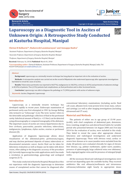 Laparoscopy As a Diagnostic Tool in Ascites of Unknown Origin: a Retrospective Study Conducted at Kasturba Hospital, Manipal