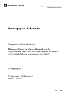 Masteroppgave I Kulturmøte