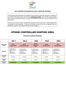 Ntinini Controlled Hunting Area