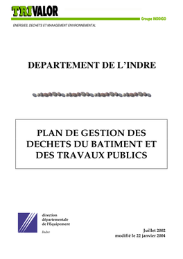 Departement De L'indre Plan De Gestion Des Dechets Du