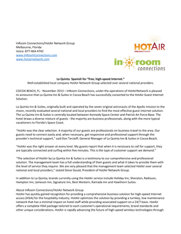 Inroom Connections/Hotair Network Group Melbourne, Florida Voice: 877-464-4742