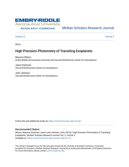 High Precision Photometry of Transiting Exoplanets