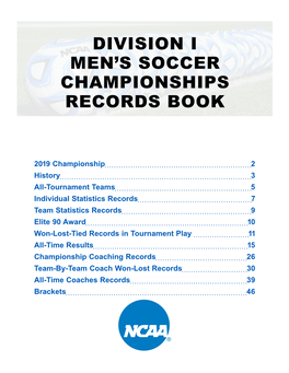Division I Men's Soccer Championships Records Book