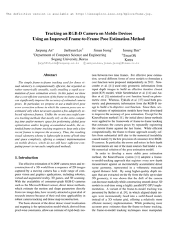 Tracking an RGB-D Camera on Mobile Devices Using an Improved Frame-To-Frame Pose Estimation Method