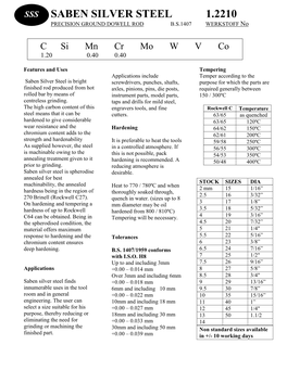 Silver Steel Data Sheet