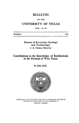 Bulletin Contributions to the Knowledge of Richthofenia Inthe