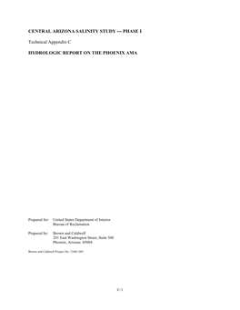 CENTRAL ARIZONA SALINITY STUDY --- PHASE I Technical Appendix C HYDROLOGIC REPORT on the PHOENIX