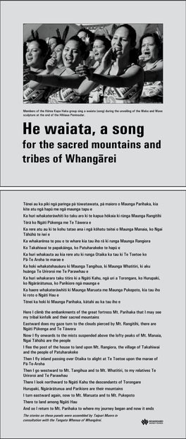 He Waiata, a Song for the Sacred Mountains and Tribes of Whangārei