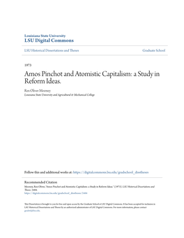Amos Pinchot and Atomistic Capitalism: a Study in Reform Ideas