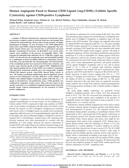 Human Angiogenin Fused to Human CD30 Ligand (Ang-CD30L) Exhibits Specific Cytotoxicity Against CD30-Positive Lymphoma1