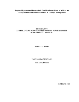 An Analysis of the Afar-Somali Conflict in Ethiopia and Djibouti