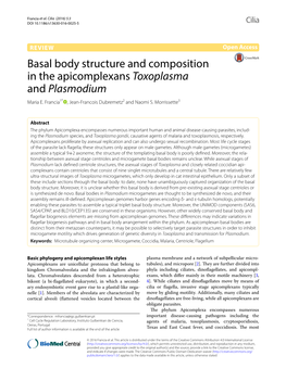 Basal Body Structure and Composition in the Apicomplexans Toxoplasma and Plasmodium Maria E