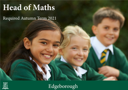 Head of Maths Required Autumn Term 2021