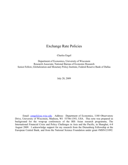 Exchange Rate Policies