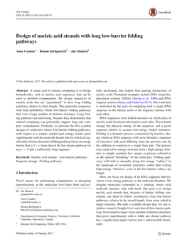 Design of Nucleic Acid Strands with Long Low-Barrier Folding Pathways