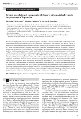 Toward a Resolution of Campanulid Phylogeny, with Special Reference to the Placement of Dipsacales