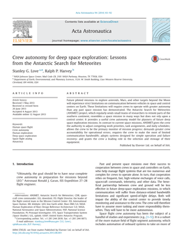 Crew Autonomy for Deep Space Exploration: Lessons from the Antarctic Search for Meteorites