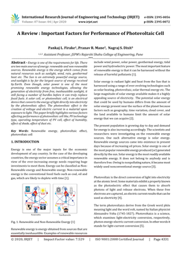 Important Factors for Performance of Photovoltaic Cell