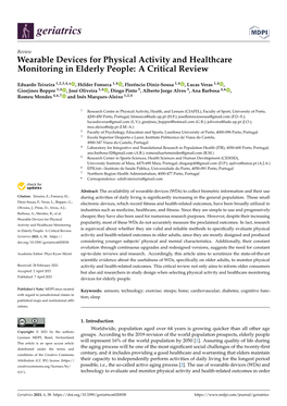 Wearable Devices for Physical Activity and Healthcare Monitoring in Elderly People: a Critical Review