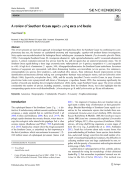 A Review of Southern Ocean Squids Using Nets and Beaks