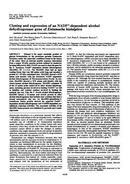 Dehydrogenase Gene of Entamoeba Histolytica