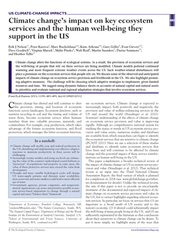 Climate Change's Impact on Key Ecosystem Services and the Human