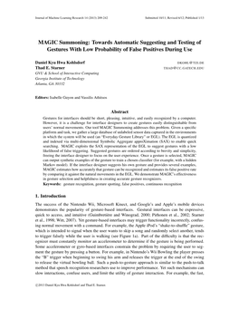 MAGIC Summoning: Towards Automatic Suggesting and Testing of Gestures with Low Probability of False Positives During Use