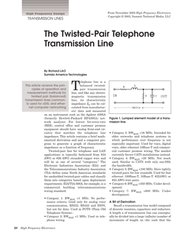 The Twisted-Pair Telephone Transmission Line