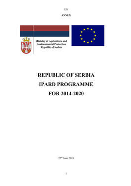 Republic of Serbia Ipard Programme for 2014-2020