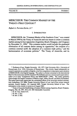 Mercosur: the Common Market of the Twenty-First Century?