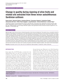 Change in Quality During Ripening of Olive Fruits and Related Oils Extracted from Three Minor Autochthonous Sardinian Cultivars