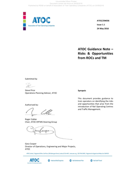 ATOC Guidance Note – Risks & Opportunities from Rocs and TM