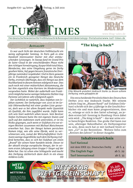 Turf-Times Der Deutsche Newsletter Für Vollblutzucht & Rennsport Mit Dem Galopp-Portal Unter