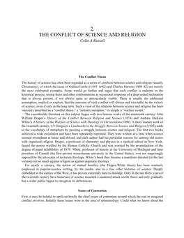 THE CONFLICT of SCIENCE and RELIGION Colin A.Russell