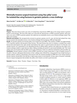 Minimally Invasive Surgical Treatment Using 'Iliac Pillar' Screw for Isolated