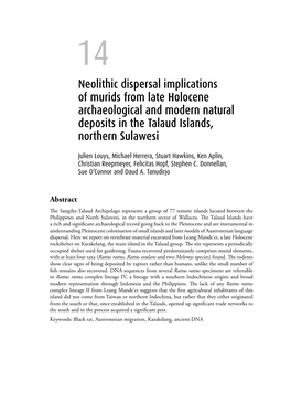 14. Neolithic Dispersal Implications of Murids from Late Holocene Archaeological and Modern Natural Deposits 225