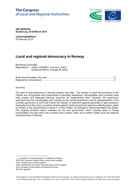 Local and Regional Democracy in Norway