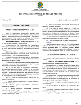 COMISSÃO DIRETORA Legislativo: Supressão De 5 Vagas