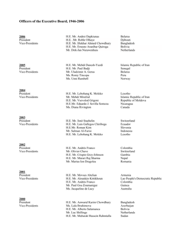 Officers of the Executive Board, 1946-2006