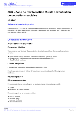 URSSAF Présentation Du Dispositif