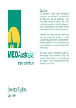 Investor Update May 2009 Investment Considerations Ticking All the Boxes