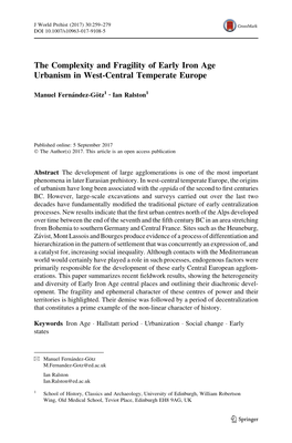 The Complexity and Fragility of Early Iron Age Urbanism in West-Central Temperate Europe