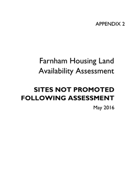 FHLAA May 2016 Appendix 2 – Sites Not