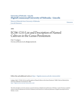 EC06-1255 List and Description of Named Cultivars in the Genus Penstemon Dale T