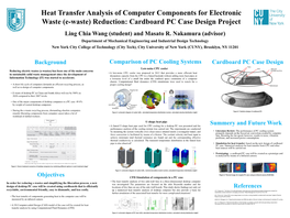 Ling Chia Wang (Student) and Masato R. Nakamura (Advisor) Background Objectives Comparison of PC Cooling Systems Summary Summer