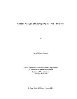Genetic Analysis of Retinopathy in Type 1 Diabetes