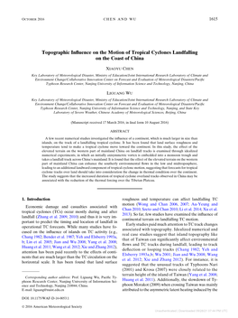 Topographic Influence on the Motion of Tropical Cyclones Landfalling on the Coast of China