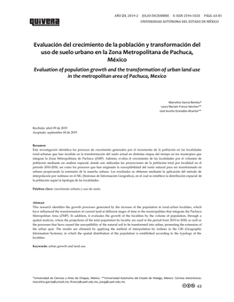 Evaluación Del Crecimiento De La Población Y Transformación Del Uso